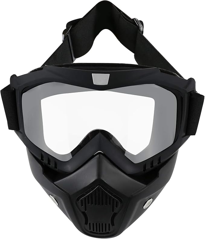 Transparent Glass Bike Riding Goggles Mask With Detachable Face Mask