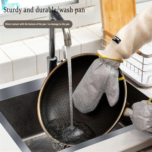 Steel Wire Dishwashing Glove, Waterproof Multipurpose Anti-Scratch Cleaning Rag