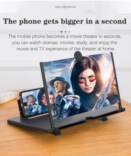 3D Mobile Phone Screen Magnifier HD Video Amplifier Stand Bracket with Movie Game Magnifying Folding Phone Desk Holder